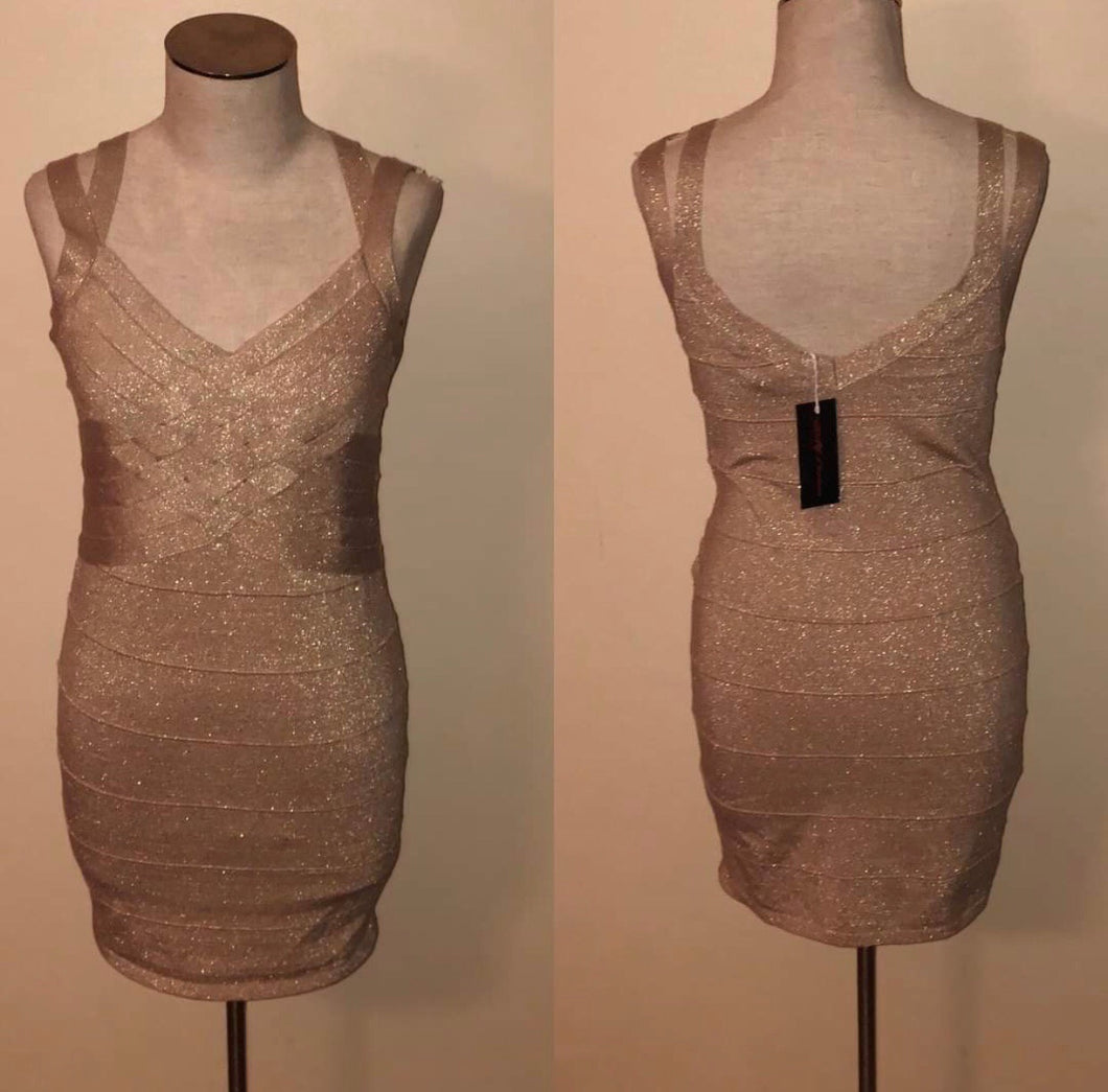 SLAY Consignment - Gold Bandage Mini Dress
