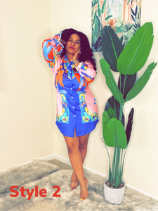 Just in Time Printed Button Down Dress (Plus Size Available)