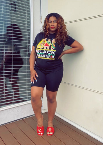 Black is Beautiful Short Set (Plus Size Available)