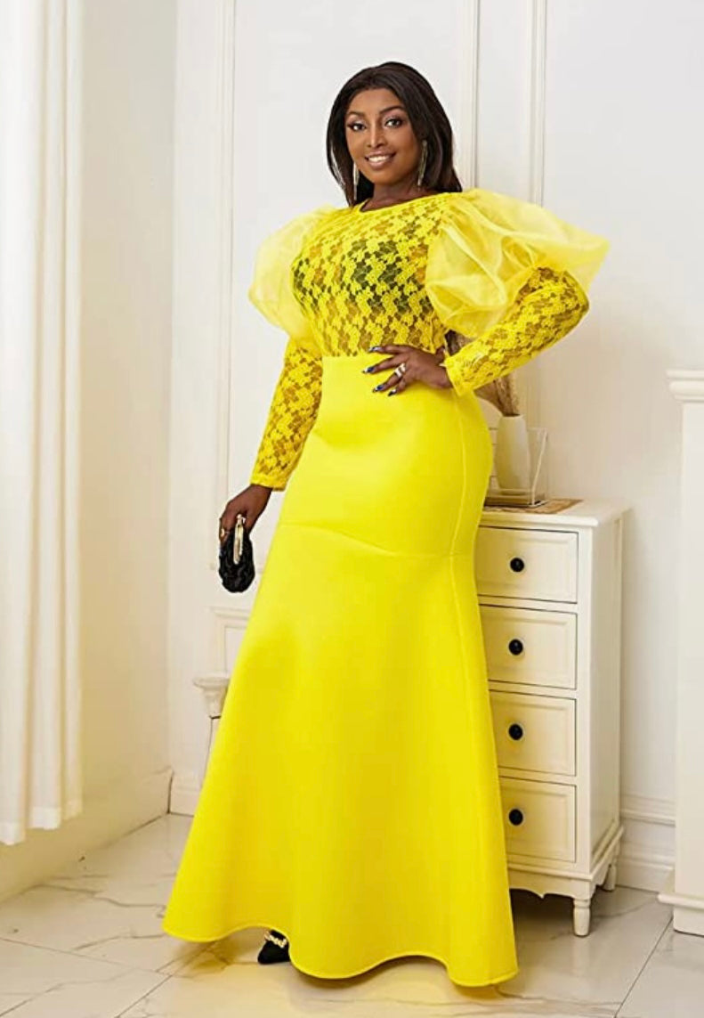 Sunflower Lace Scuba Maxi - Plus Size Available
