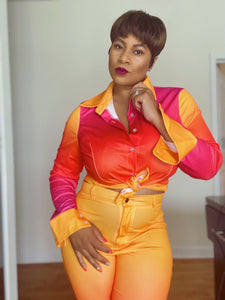 Tropical Sunsets 2pc Button Down Sets (Plus Size Available)