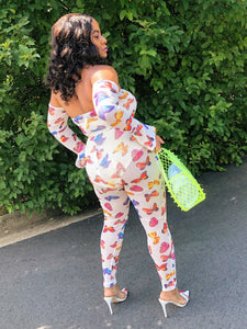 Butterfly Mesh Jumpsuit - Plus Size Available