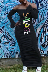 SAVAGE Long Sleeve Maxi (Plus Size Available)