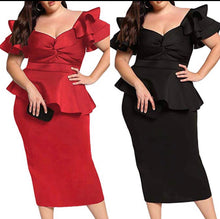 Load image into Gallery viewer, Fabulous &amp; Classy Peplum Midi Dress (Plus Size)