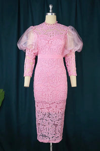 Sweet Laced Midi Dress - Plus Size Available