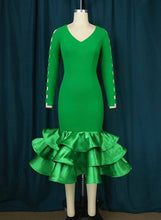 Load image into Gallery viewer, Kelly Green Ruffle Midi - Plus Size Available