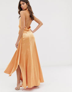 Queen of Spades Satin Halter Maxi (Plus Size Available)