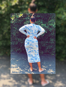 Cloudy Tye Dye Ruching Dress (Plus Size Available)