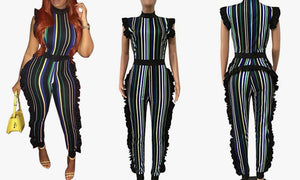 Ruffles and Stripes Jumpsuit (Plus Size Available)