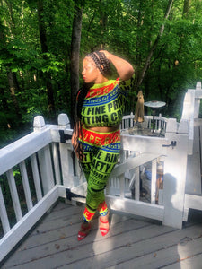 Fine Print Athleisure Matching Pant Set