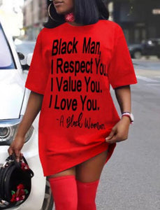 Dear Black Man T-Shirt Dress - Pre-Order (Plus Size Available)