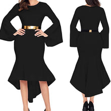 Load image into Gallery viewer, Royal Goddess High Low Bell Sleeve Dress
