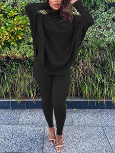Batwing Turtleneck Pant Set (Plus Size Available)