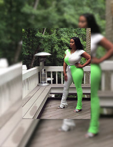 Athleisure 2-Tone Pant Ruching Set (Plus Size Available)