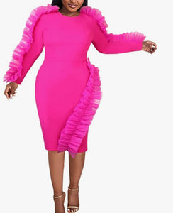 Pink Flush Scuba Dress - Plus Size Available