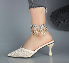 Load image into Gallery viewer, Cuban Rhinestone Butterfly Charm Anklet