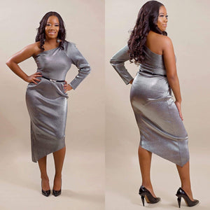 Glitz & Glamour One Sleeve Pencil Dress