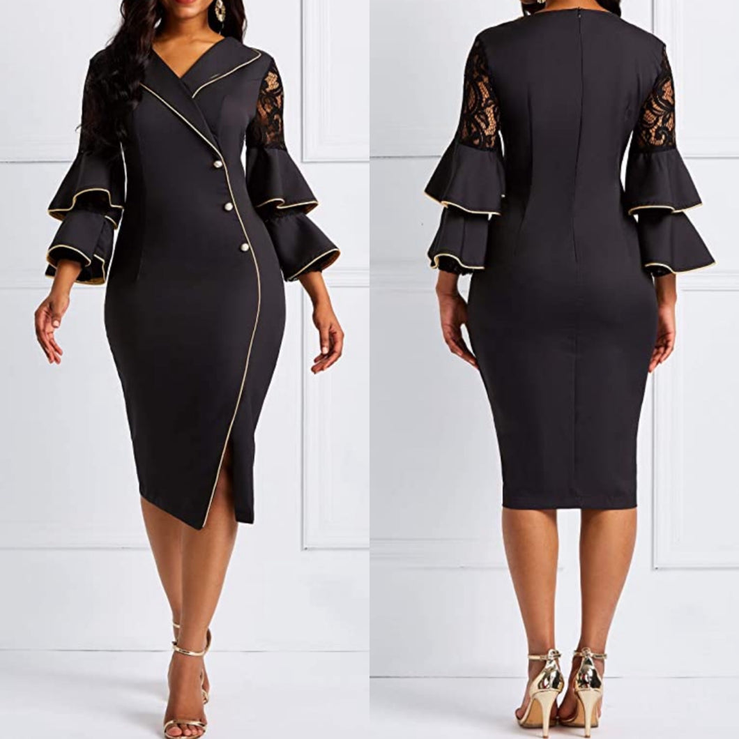 Lady of the Night Ruffle Midi (Plus Size Available)