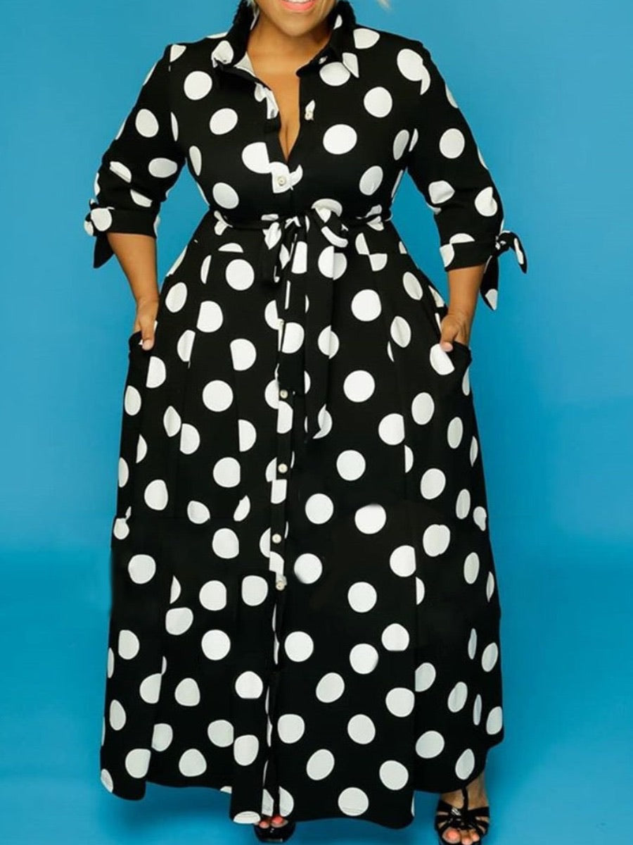 Polka Button-Down Dress (Plus Size)