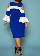 Load image into Gallery viewer, Color Block Cold Shoulder Dress (Plus Size 3X-6X)