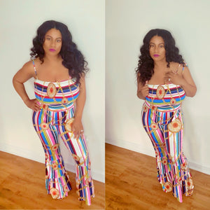 Chained Color Block Jumpsuit (Plus Size Available)