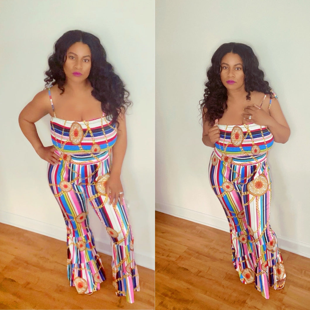Chained Color Block Jumpsuit (Plus Size Available)