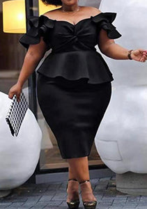 Fabulous & Classy Peplum Midi Dress (Plus Size)