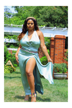 Load image into Gallery viewer, Queen of Spades Satin Halter Maxi (Plus Size Available)