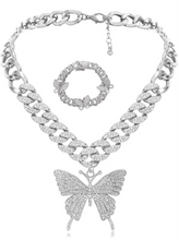 Load image into Gallery viewer, Cuban Rhinestone Butterfly Necklace - Anklet - Bracelet