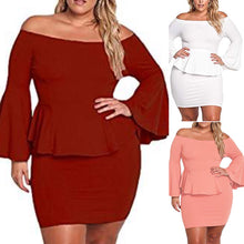 Load image into Gallery viewer, We Got Way Too Much in Common Bardot Bell Sleeve Peplum Mini