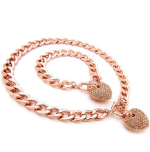 Load image into Gallery viewer, 3D Heart Cuban Necklace &amp; Bracelet Set