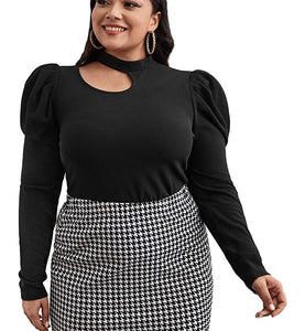 Puff Sleeve Keyhole Top (Plus Size Available)