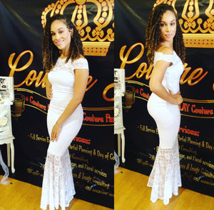 K.I.S.S. Me Bardot Lace Fishtail Maxi