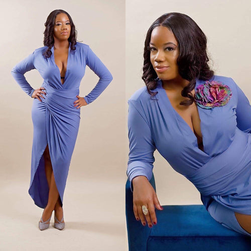 wrap maxi dress with shoulder pads john zack 
