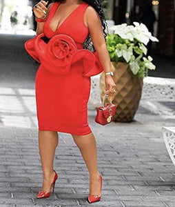 Holiday Floral Peplum Dress (Plus Size Available)