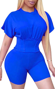 Athleisure Corset Tee Shortset - Plus Size Available