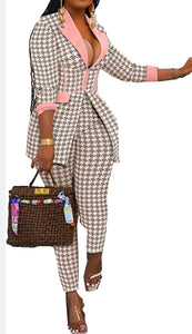 houndstooth pant suit