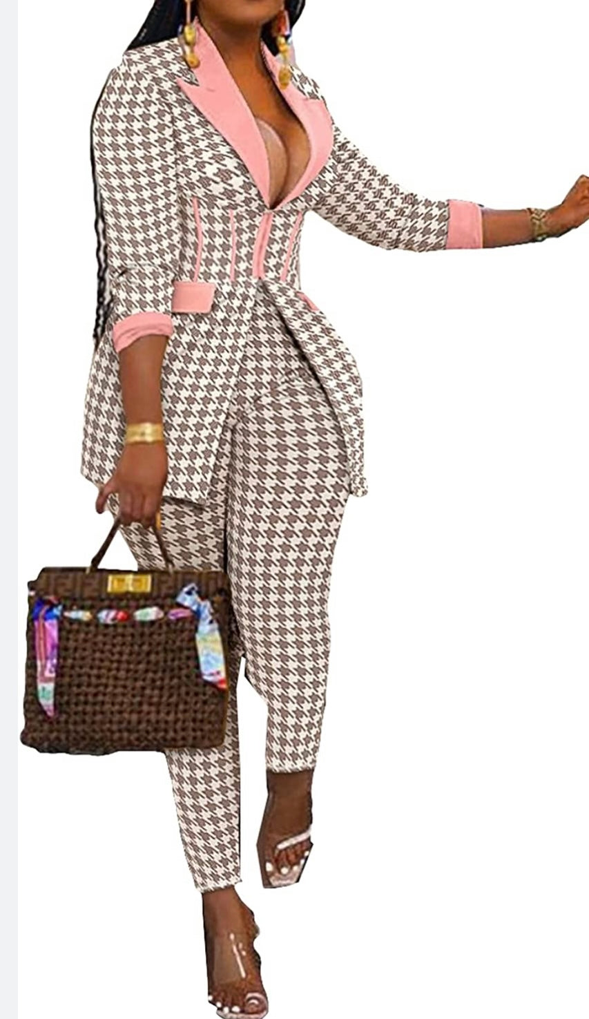 houndstooth pant suit