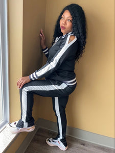 Give 'Em the Cold-Shoulder Tracksuit (Plus Size Available)