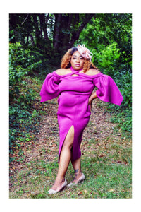Queen of Kings Petal Sleeve Scuba Midi (Plus Size Available)