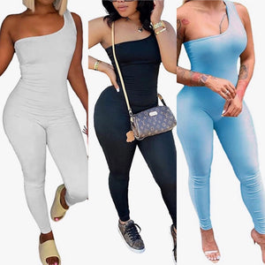 One Shoulder Athleisure Jumpsuit