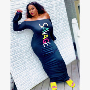 SAVAGE Long Sleeve Maxi (Plus Size Available)