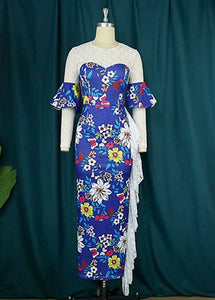 Blue Floral Sweetheart Maxi - Plus Size Available