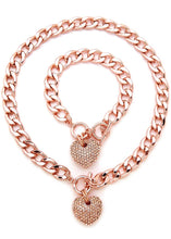 Load image into Gallery viewer, 3D Heart Cuban Necklace &amp; Bracelet Set